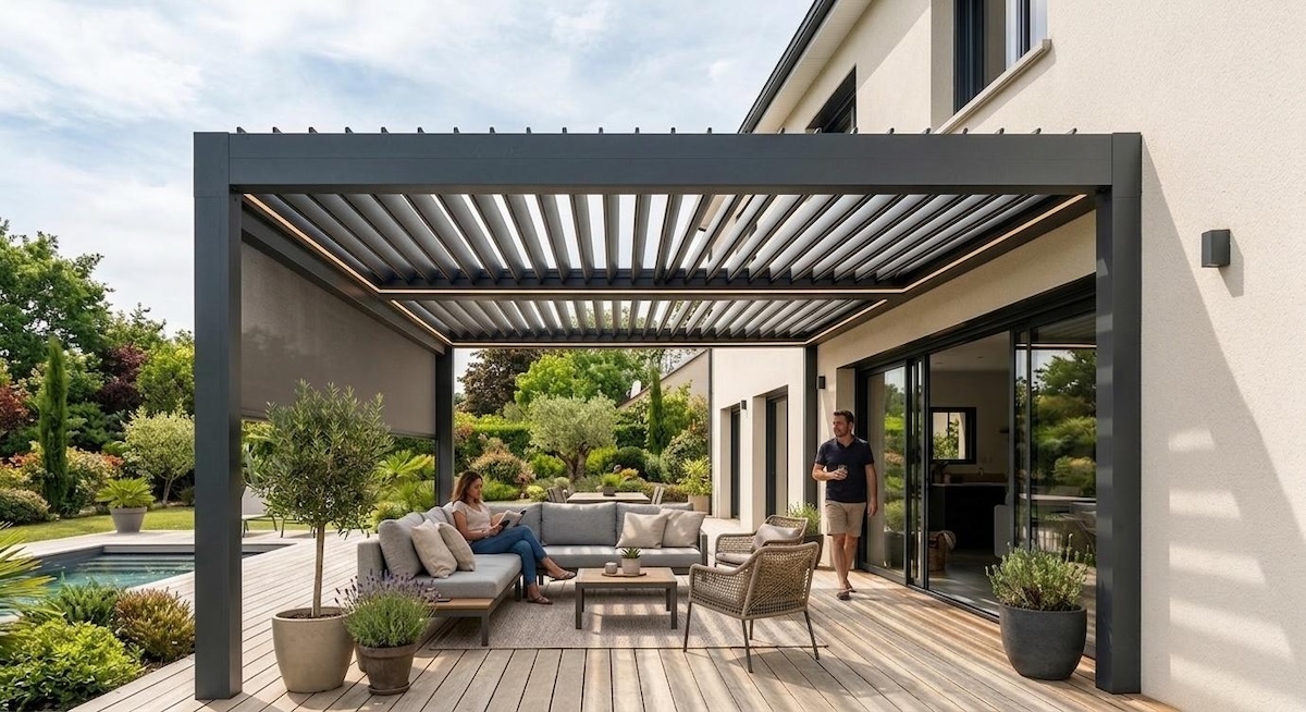 Pergola aluminium sur terrasse — Esprit Menuiserie